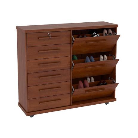 Comoda Sapateira 6 Gavetas Onix Ipe Casa K - Mirarack Menor preço em Comoda Sapateira 6 Gavetas Onix Ipe Casa K - Mirarack