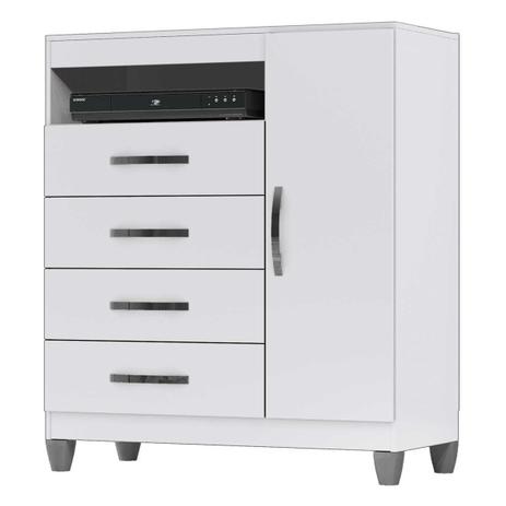 Cômoda Sapateira Cannes 4 Gavetas 1 Porta Branco Incorplac Menor preço em Cômoda Sapateira Cannes 4 Gavetas 1 Porta Branco Incorplac