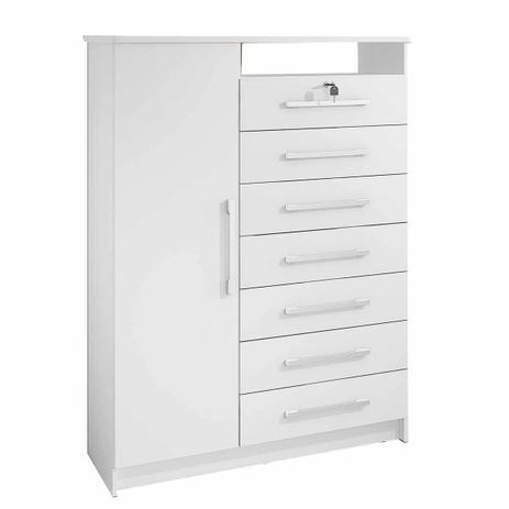 Cômoda Sapateira com Nicho 1 Portas 7 Gavetas Safira D Doro Cor Branco - Estrela Móveis Menor preço em Cômoda Sapateira com Nicho 1 Portas 7 Gavetas Safira D Doro Cor Branco - Estrela Móveis