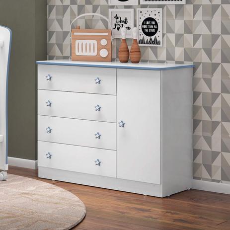 Cômoda Sapateira Infantil 1 Porta 4 Gavetas Doce Sonho Qmovi Azul/Branco é ruim? Cômoda Sapateira Infantil 1 Porta 4 Gavetas Doce Sonho Qmovi Azul/Branco é boa?