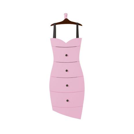 Cômoda Suspensa 4 Gavetas Dress 1081 Cacau/Rosa Cristal - Máxima móveis Menor preço em Cômoda Suspensa 4 Gavetas Dress 1081 Cacau/Rosa Cristal - Máxima móveis