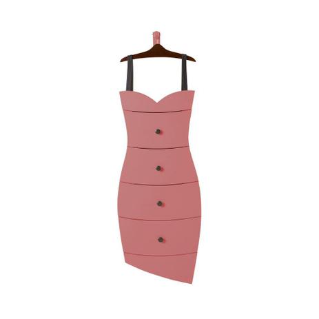 Cômoda Suspensa 4 Gavetas Dress 1081 Cacau/Rosa New - Máxima móveis Menor preço em Cômoda Suspensa 4 Gavetas Dress 1081 Cacau/Rosa New - Máxima móveis