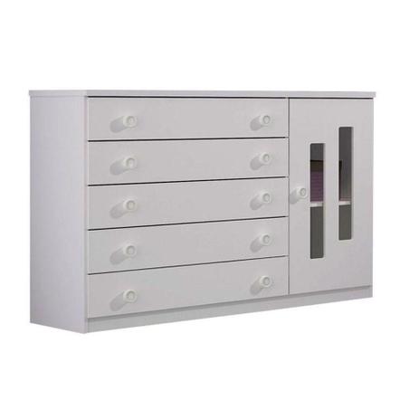 Cômoda TCil para Quarto Infantil Evolution com 5 Gavetas e 1 Porta Branco - Tcil Móveis Menor preço em Cômoda TCil para Quarto Infantil Evolution com 5 Gavetas e 1 Porta Branco - Tcil Móveis