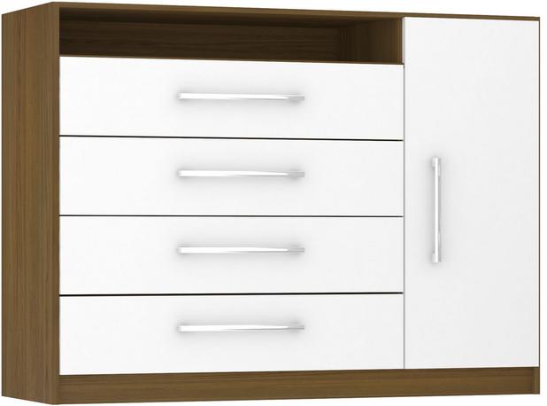 Cômoda Uni com Sapateira - Ipe/Branco - Eucamoveis Menor preço em Cômoda Uni com Sapateira - Ipe/Branco - Eucamoveis