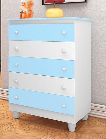 Cômoda Vitória 05 Gavetas Branco/Azul Peternella Menor preço em Cômoda Vitória 05 Gavetas Branco/Azul Peternella