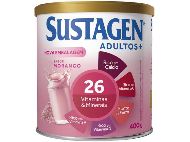 Complemento Alimentar Sustagen Adultos+ - 400g 1 Unidade Morango Menor preço em Complemento Alimentar Sustagen Adultos+ - 400g 1 Unidade Morango