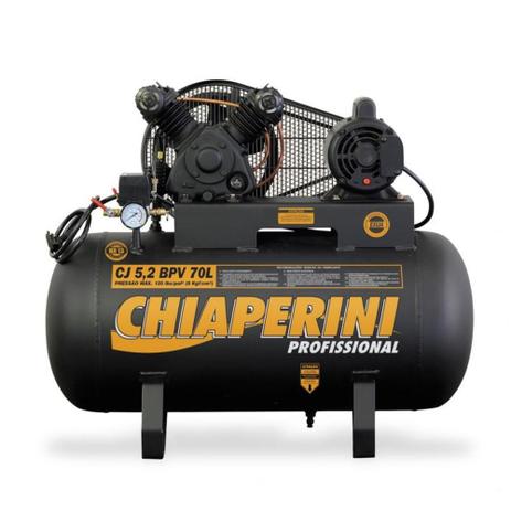 Compressor de ar baixa pressão 5,2 pés 70 litros monofásico - CJ 5,2 BPV 70L (110V/220V) - Chiaperini Menor preço em Compressor de ar baixa pressão 5,2 pés 70 litros monofásico - CJ 5,2 BPV 70L (110V/220V) - Chiaperini