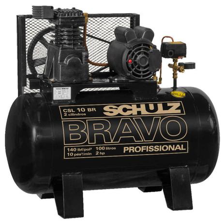 Compressor de ar schulz bravo csl 10 pes 100 litros 2 cv monofasico 110/220v Menor preço em Compressor de ar schulz bravo csl 10 pes 100 litros 2 cv monofasico 110/220v