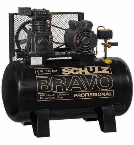 Compressor Schulz CSL 10 Bravo 100 Litros 140 Libras 2 cv Monofásico Menor preço em Compressor Schulz CSL 10 Bravo 100 Litros 140 Libras 2 cv Monofásico