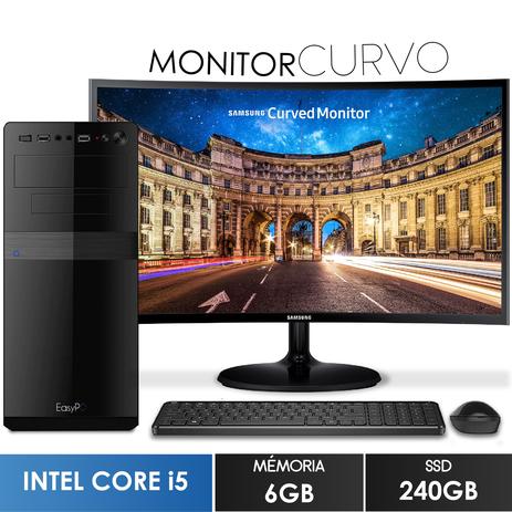 Computador com Monitor Curvo Samsung 24” Intel Core i5 6GB SSD 240GB Wifi mouse e teclado sem fio EasyPC Screen Menor preço em Computador com Monitor Curvo Samsung 24” Intel Core i5 6GB SSD 240GB Wifi mouse e teclado sem fio EasyPC Screen
