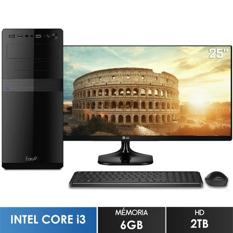 Computador com Monitor Ultrawide 25” LG Intel Core i3 6GB HD 2TB Wifi mouse e teclado sem fio EasyPC Screen Menor preço em Computador com Monitor Ultrawide 25” LG Intel Core i3 6GB HD 2TB Wifi mouse e teclado sem fio EasyPC Screen