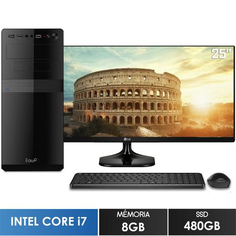 Computador com Monitor Ultrawide 25” LG Intel Core i7 8GB SSD 480GB Wifi mouse e teclado sem fio EasyPC Screen Menor preço em Computador com Monitor Ultrawide 25” LG Intel Core i7 8GB SSD 480GB Wifi mouse e teclado sem fio EasyPC Screen