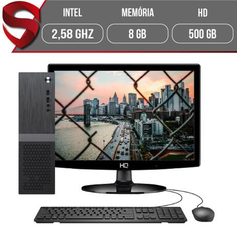 Computador Completo Intel 2,58Ghz 8GB HD 500GB Monitor HDMI LED Áudio 5.1 canais Slim Skill Menor preço em Computador Completo Intel 2,58Ghz 8GB HD 500GB Monitor HDMI LED Áudio 5.1 canais Slim Skill