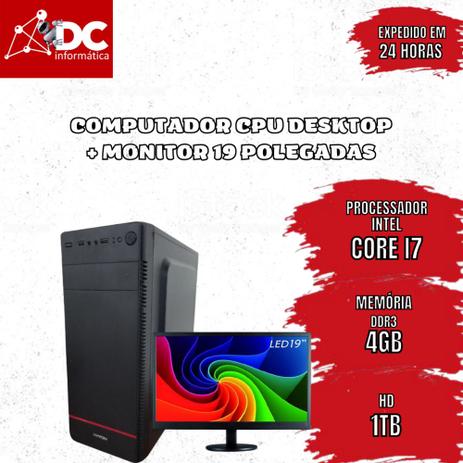 Computador core i7 - 4gb memória - hd 1tb - monitor 19 - dc informatica Menor preço em Computador core i7 - 4gb memória - hd 1tb - monitor 19 - dc informatica