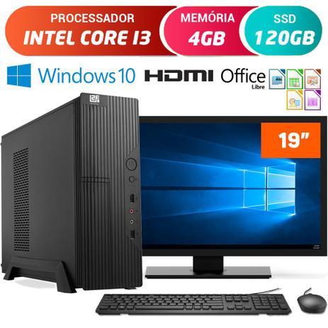 Computador Corp Completo Monitor 19” Intel Core i3 4GB SSD 120GB Hdmi Windows 10 Teclado Mouse Desktop Pc Slim Desk - Roca Forte Menor preço em Computador Corp Completo Monitor 19” Intel Core i3 4GB SSD 120GB Hdmi Windows 10 Teclado Mouse Desktop Pc Slim Desk - Roca Forte