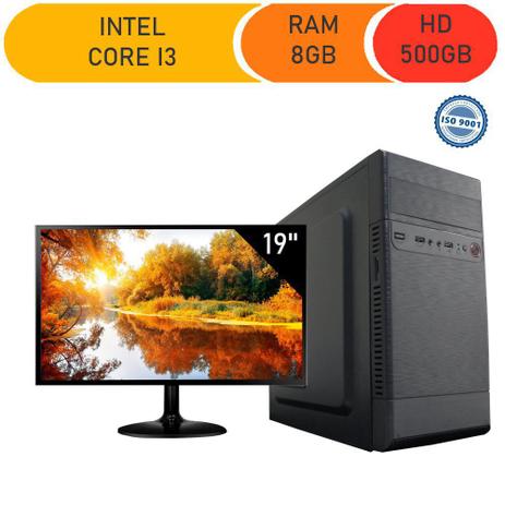 Computador Corporate I3 8gb Hd 500gb Dvdrw Monitor 19 Windows 10 Menor preço em Computador Corporate I3 8gb Hd 500gb Dvdrw Monitor 19 Windows 10