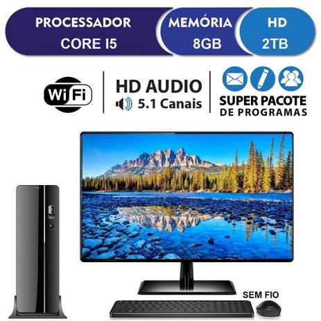 Computador Desktop Completo com Monitor 19.5” HDMI Intel Core i5 3.40Ghz 8GB HD 2TB Wifi com mouse e teclado sem fio EasyPC SlimDesK Menor preço em Computador Desktop Completo com Monitor 19.5” HDMI Intel Core i5 3.40Ghz 8GB HD 2TB Wifi com mouse e teclado sem fio EasyPC SlimDesK