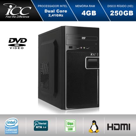 Computador Desktop ICC IV1840D2 Intel Dual Core 2.41ghz 4GB HD 250GB DVDRW USB 3.0 HDMI FULL HD Menor preço em Computador Desktop ICC IV1840D2 Intel Dual Core 2.41ghz 4GB HD 250GB DVDRW USB 3.0 HDMI FULL HD