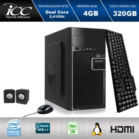 Computador Desktop ICC IV1840K3 Intel Dual Core 2.41ghz 4GB HD 320GB teclado, mouse, cx de som USB 3.0 HDMI FULLHD Menor preço em Computador Desktop ICC IV1840K3 Intel Dual Core 2.41ghz 4GB HD 320GB teclado, mouse, cx de som USB 3.0 HDMI FULLHD
