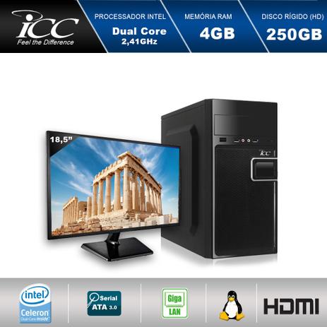 Computador Desktop ICC IV1840S2M18 Intel Dual Core 2.41ghz 4GB HD 250GB USB 3.0 HDMI FULL HD Monitor LED 18,5” Menor preço em Computador Desktop ICC IV1840S2M18 Intel Dual Core 2.41ghz 4GB HD 250GB USB 3.0 HDMI FULL HD Monitor LED 18,5”