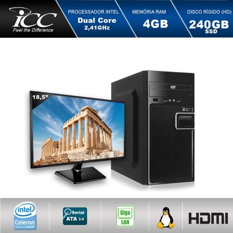 Computador Desktop ICC IV1847DM18 Intel Dual Core 2.41ghz 4GB HD 240GB SSD DVDRW USB 3.0 HDMI FULL HD Monitor LED 18,5” Menor preço em Computador Desktop ICC IV1847DM18 Intel Dual Core 2.41ghz 4GB HD 240GB SSD DVDRW USB 3.0 HDMI FULL HD Monitor LED 18,5”