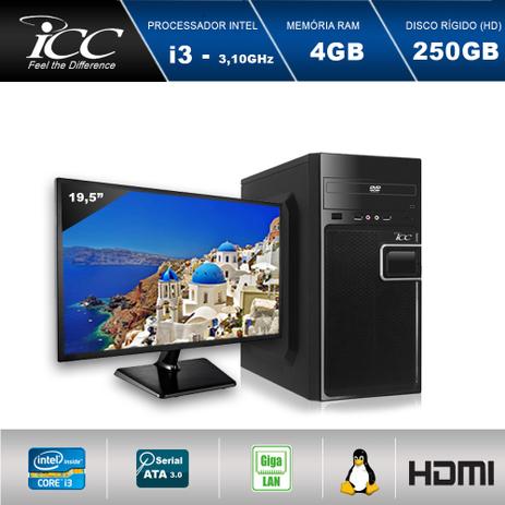 Computador Desktop ICC IV2340D2M19 Intel Core I3 3.20 ghz 4GB HD 250GB DVDRW HDMI FULL HD Monitor LED 19,5” Menor preço em Computador Desktop ICC IV2340D2M19 Intel Core I3 3.20 ghz 4GB HD 250GB DVDRW HDMI FULL HD Monitor LED 19,5”