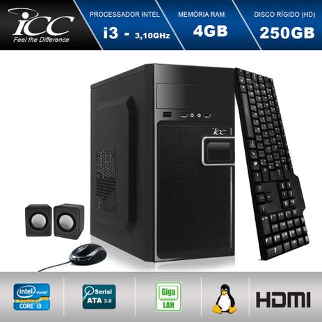 Computador Desktop ICC IV2340K2 Intel Core I3 3.20 ghz 4GB HD 250GB teclado, mouse, cx de som HDMI FULLHD Menor preço em Computador Desktop ICC IV2340K2 Intel Core I3 3.20 ghz 4GB HD 250GB teclado, mouse, cx de som HDMI FULLHD