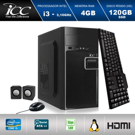 Computador Desktop ICC IV2346K Intel Core I3 3.20 ghz 4GB HD 120GB SSD teclado, mouse, cx de som HDMI FULLHD Menor preço em Computador Desktop ICC IV2346K Intel Core I3 3.20 ghz 4GB HD 120GB SSD teclado, mouse, cx de som HDMI FULLHD