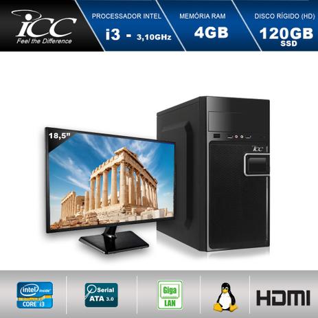 Computador Desktop ICC IV2346SM18 Intel Core I3 3.20 ghz 4gb HD 120GB SSD HDMI FULL HD Monitor LED 18,5” Menor preço em Computador Desktop ICC IV2346SM18 Intel Core I3 3.20 ghz 4gb HD 120GB SSD HDMI FULL HD Monitor LED 18,5”