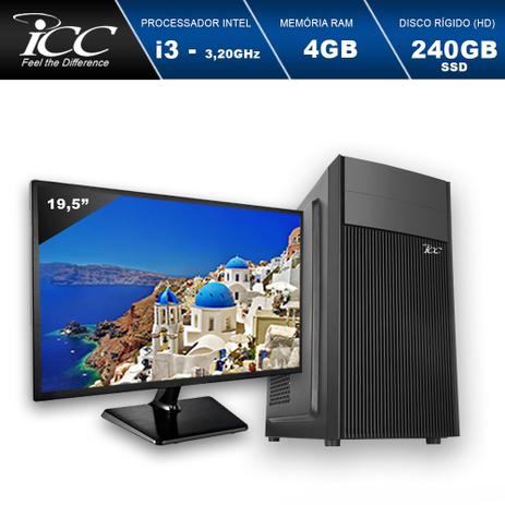 Computador Desktop ICC IV2347SM19 Intel Core I3 3.20 ghz 4gb HD 240GB SSD HDMI FULL HD Monitor LED 19,5” Menor preço em Computador Desktop ICC IV2347SM19 Intel Core I3 3.20 ghz 4gb HD 240GB SSD HDMI FULL HD Monitor LED 19,5”