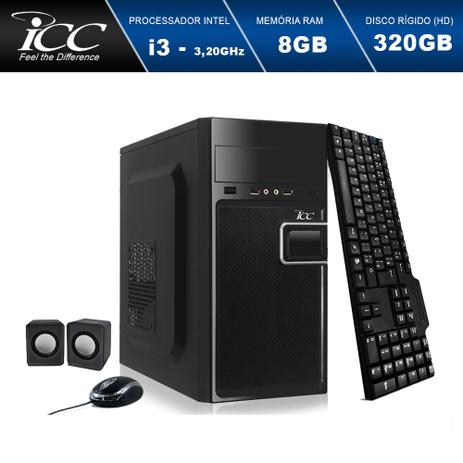 Computador Desktop ICC IV2380K3 Intel Core I3 3.20 ghz 8GB HD 320GB Kit Multimídia HDMI FULLHD Menor preço em Computador Desktop ICC IV2380K3 Intel Core I3 3.20 ghz 8GB HD 320GB Kit Multimídia HDMI FULLHD