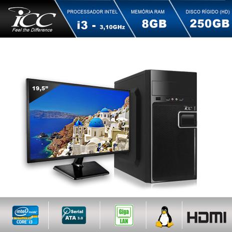 Computador Desktop ICC IV2380S2M19 Intel Core I3 3.20 ghz 8gb HD 250GB HDMI FULL HD Monitor LED 19,5” Menor preço em Computador Desktop ICC IV2380S2M19 Intel Core I3 3.20 ghz 8gb HD 250GB HDMI FULL HD Monitor LED 19,5”