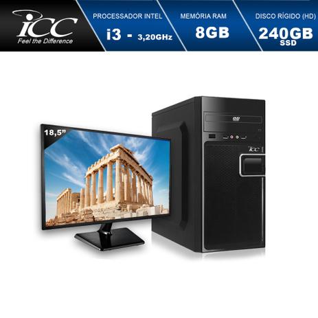 Computador Desktop ICC IV2387DM18 Intel Core I3 3.20 ghz 8GB HD 240GB SSD DVDRWHDMI FULL HD Monitor LED 18,5” Menor preço em Computador Desktop ICC IV2387DM18 Intel Core I3 3.20 ghz 8GB HD 240GB SSD DVDRWHDMI FULL HD Monitor LED 18,5”