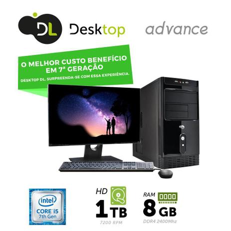 Menor preço em Computador DL Advance - Intel core i5, 8GB, HD 1TB, USB3.0, Linux + Monitor 19,5", mouse e teclado