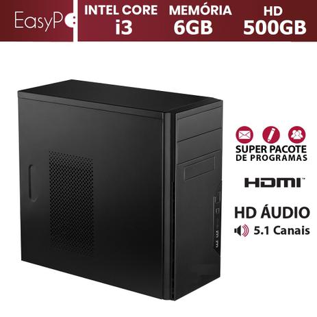 Computador EasyPC Standard 2 Intel Core i3 6GB HD 500GB HDMI FullHD mouse e teclado sem fio Menor preço em Computador EasyPC Standard 2 Intel Core i3 6GB HD 500GB HDMI FullHD mouse e teclado sem fio