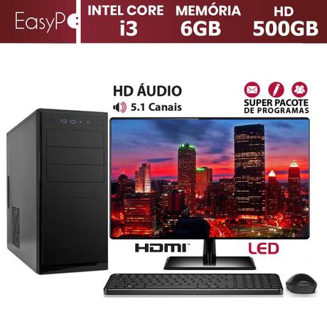 Computador EasyPC Standard 2 Intel Core i3 6GB HD 500GB Monitor LED 15.6 HDMI mouse e teclado sem fio Menor preço em Computador EasyPC Standard 2 Intel Core i3 6GB HD 500GB Monitor LED 15.6 HDMI mouse e teclado sem fio