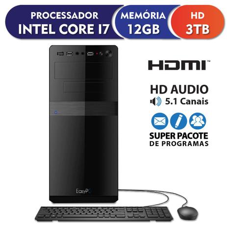 Computador EasyPC Standard Intel Core i7 12GB HD 3TB HDMI Menor preço em Computador EasyPC Standard Intel Core i7 12GB HD 3TB HDMI