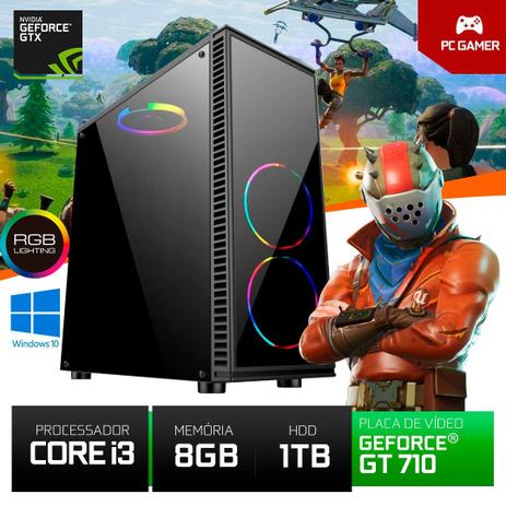 Computador Gamer Core i3 GT710 2GB 1TB 8GB RAM Fortnite (Pyx One) Menor preço em Computador Gamer Core i3 GT710 2GB 1TB 8GB RAM Fortnite (Pyx One)