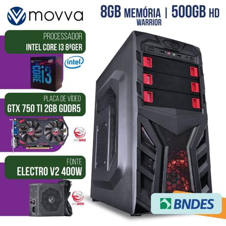 Computador Gamer Mvx3 Intel I3 8100 3.6ghz 8ª Ger. Mem. 8gb Hd 500gb Gtx750 2gb Ddr5 128bits Fonte 400w - Movva Menor preço em Computador Gamer Mvx3 Intel I3 8100 3.6ghz 8ª Ger. Mem. 8gb Hd 500gb Gtx750 2gb Ddr5 128bits Fonte 400w - Movva