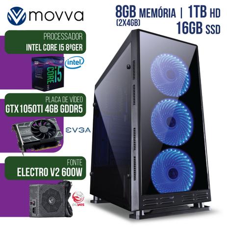 Computador Gamer Mvx5 Intel I5 8400 8ªGer.Mem. 8gb Hd 1tb Ssd 16gb Hdmi Gtx1050ti 4gb Ddr5 128bits - Movva Menor preço em Computador Gamer Mvx5 Intel I5 8400 8ªGer.Mem. 8gb Hd 1tb Ssd 16gb Hdmi Gtx1050ti 4gb Ddr5 128bits - Movva