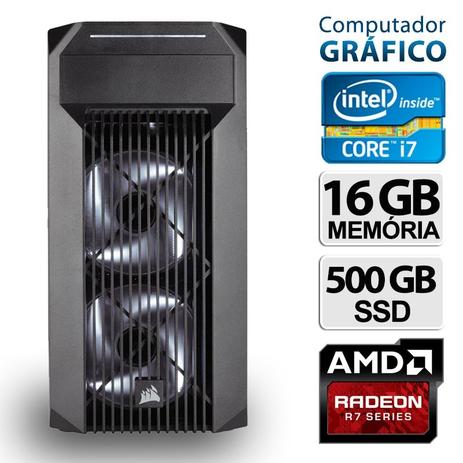 Computador Gráfico Intel Core i7, 16GB Ram, SSD 500GB, R7 360, Windows 10 - Alfatec Menor preço em Computador Gráfico Intel Core i7, 16GB Ram, SSD 500GB, R7 360, Windows 10 - Alfatec
