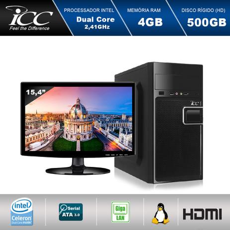 Computador ICC IV1841SM15 Intel Dual Core 2.41ghz 4GB HD 500GB USB 3.0 HDMI FULL HD Monitor LED 15,4” Menor preço em Computador ICC IV1841SM15 Intel Dual Core 2.41ghz 4GB HD 500GB USB 3.0 HDMI FULL HD Monitor LED 15,4”