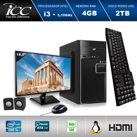 Computador ICC IV2343CM18 Intel Core I3 3.20 ghz 4GB HD 2TB DVDRW Kit Multimídia Monitor LED 18,5” HDMI FULLHD Menor preço em Computador ICC IV2343CM18 Intel Core I3 3.20 ghz 4GB HD 2TB DVDRW Kit Multimídia Monitor LED 18,5” HDMI FULLHD