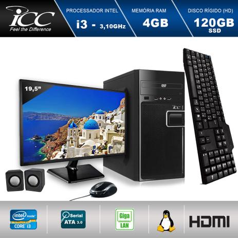 Computador ICC IV2346CM19 Intel Core I3 3.20 ghz 4GB HD 120GB SSD DVDRW Kit Multimidia Monitor LED 19,5” HDMI FULLHD7898 Menor preço em Computador ICC IV2346CM19 Intel Core I3 3.20 ghz 4GB HD 120GB SSD DVDRW Kit Multimidia Monitor LED 19,5” HDMI FULLHD7898