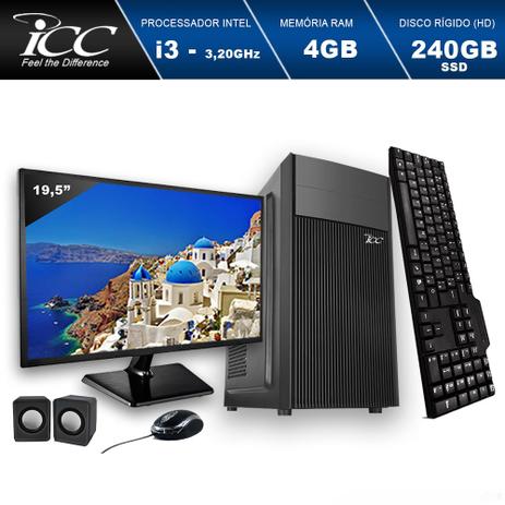 Computador ICC IV2347KM19 Intel Core I3 3.20 ghz 4GB HD 240GB SSD Kit Multimídia Monitor LED 19,5” HDMI FULLHD Menor preço em Computador ICC IV2347KM19 Intel Core I3 3.20 ghz 4GB HD 240GB SSD Kit Multimídia Monitor LED 19,5” HDMI FULLHD