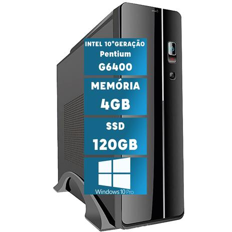 Computador Intel 10ª Geração Pentium G6400 com Windows 10 Professional 4GB SSD 120GB Skill MSW Slim Menor preço em Computador Intel 10ª Geração Pentium G6400 com Windows 10 Professional 4GB SSD 120GB Skill MSW Slim