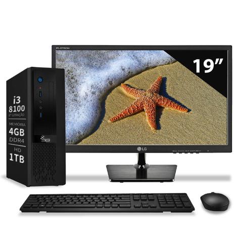 Computador Intel Core i3 8100 4GB 1TB Wifi Monitor 19 LG 20M37A Windows 10 Home 3Green Menor preço em Computador Intel Core i3 8100 4GB 1TB Wifi Monitor 19 LG 20M37A Windows 10 Home 3Green