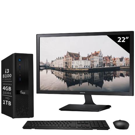 Computador Intel Core i3 8100 4GB 1TB Wifi Monitor LED 22 Samsung LS22E31 Windows 10 Home 3Green é boa?