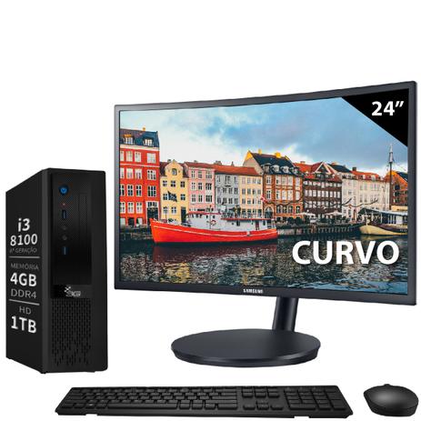 Computador Intel Core i3 8100 4GB DDR4 1TB Wifi Monitor LED 24 Curvo Samsung LC24F390 3Green é boa?