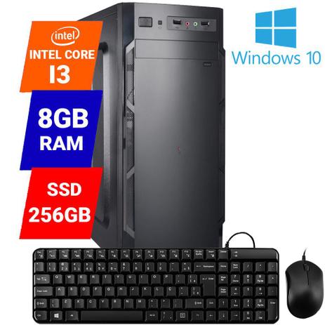 Computador Intel Core I3 8GB SSD 256GB Windows 10 Teclado e Mouse Desktop Pc - Rainha Ester Menor preço em Computador Intel Core I3 8GB SSD 256GB Windows 10 Teclado e Mouse Desktop Pc - Rainha Ester